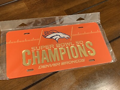 #ad Denver Broncos Super Bowl 50 Champions Laser Tag Acrylic Inlaid License Plate