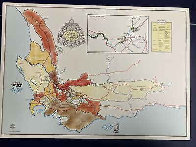 #ad 1982 Wine Map Wine Of Origin Areas of South Africa 24quot; x 17”