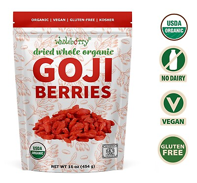 #ad Organic Dried Goji Berries Superfood Raw Vegan Wolfberries by Wholeberry