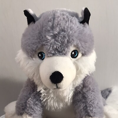 #ad Gift 2019 Wishpets Gray Hisky Dog Wolf Stuffed Animal Toy bin L