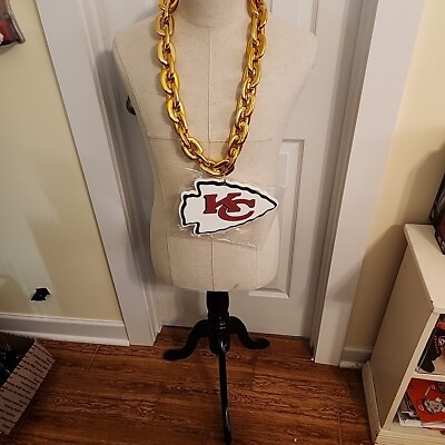 #ad NwTNFL Kansas City Chiefs GOLD Color Fan Chain Necklace Foam We Ship Fast