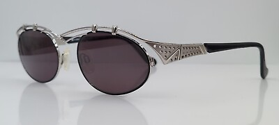 #ad Vintage Neostyle Holiday 939 900 Black Silver Oval Metal Sunglasses W NEW LENSES