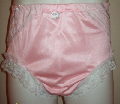 #ad 2 FULL LAYER Seamless PINK Nylon Tricot SISSY PANTY Encased Waist 26 38quot;