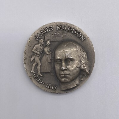 #ad 1809 1817 James Madison 4th President USA Sterling Silver Medal Token Coin