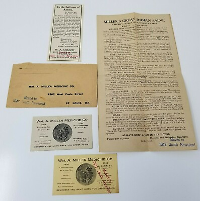 #ad Wm. A. Miller St. Louis Miller#x27;s Great Indian Salve Sales Letter Antique 1921
