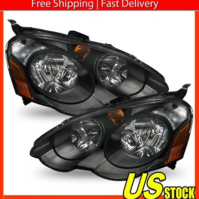 #ad Black Fits 2002 2004 Acura RSX DC5 Replacement Headlights Head Lamps Left Right