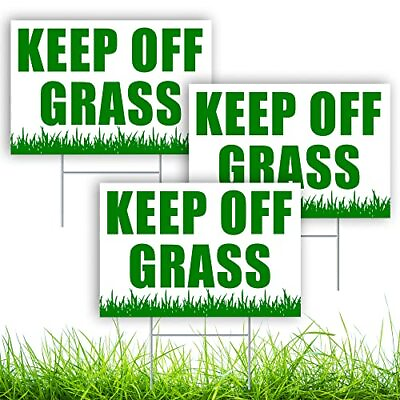 #ad 3 PC Please Keep Off Grass Sign 8 x 12 DOUBLE SIDED Coroplast Keep Dogs Off...