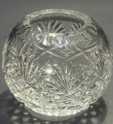 #ad Cut Crystal Rose Bowl Vase Fan Diamond Cuts Bud Vase