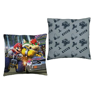 #ad Super Mario Race Cushion Square Filled Reversible Children#x27;s Gamers 40cm x 40cm
