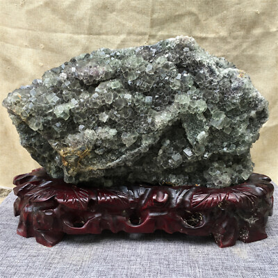 #ad 25.85LB Natural green fluorite Quartz carved Crystal Mineral Specimen Healing