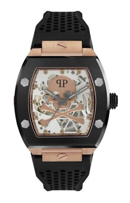#ad Philipp Plein PWBAA0121 Men#x27;s Automatic The $Keleton Silicone Band Watch