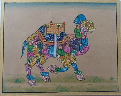 #ad Rajasthani Miniature Painting of a Camel With Humans Inside Traditional Art