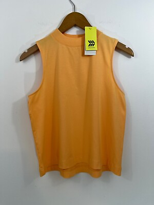#ad NWT Womens XS X Small All in Motion Orange Cropped Supima Tank Top Gym Work Out $9.99