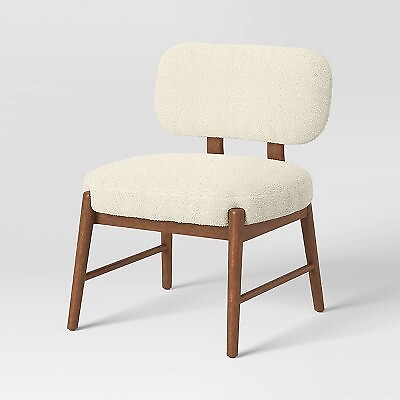 #ad Citrine Shearling and Wood Accent Chair Cream Threshold $82.99