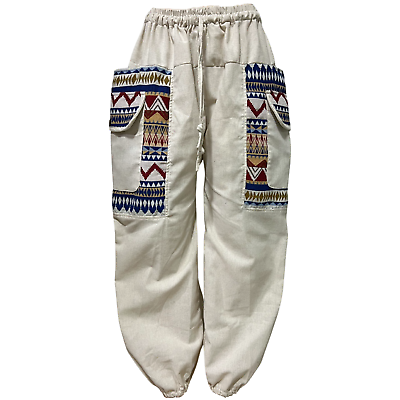 #ad White Cargo Pocket Side Drawstring Waist Elastic Ankle Outdoor Fashion Pants.