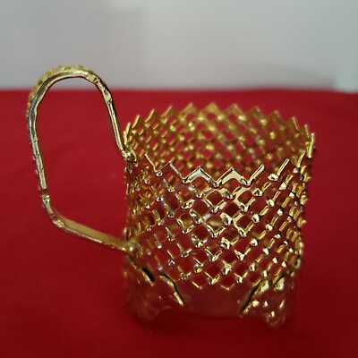 #ad Vintage Rare Set Of 5 Turkish Gold Filigree Tea Glass Holders Elegant .