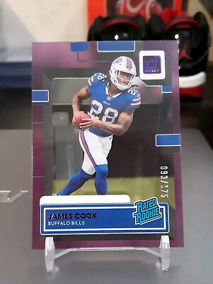 #ad 2022 Panini Clearly Donruss James Cook Rated Rookie Purple 175 Card #65
