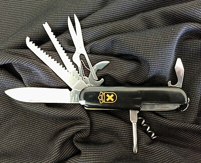 #ad Black Swiss Scout Camping Knife Pocket Multi Tool Free Same Day Shipping