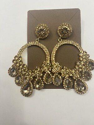 #ad crystal rose gold chandelier earrings vintage