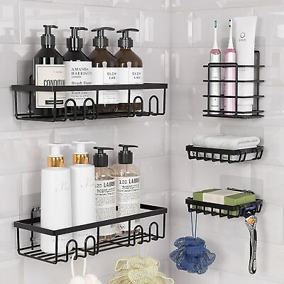 #ad 5 Pack Bathroom Shower Caddy Shelf Wall Mounted Organizer Rack Storage Holder US