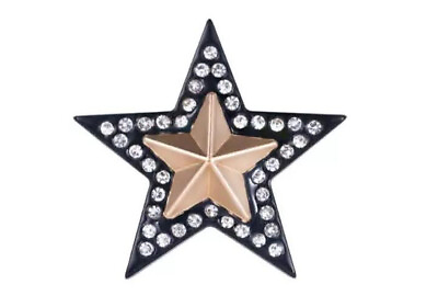 #ad Star with Rhinestone Gold Vintage Resin Pin Brooch D 5807