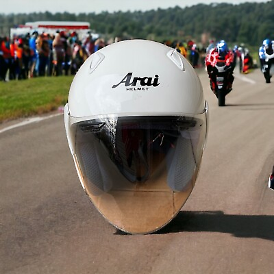 #ad Vintage Arai SZ M DOT Snell Open Face Helmet Racing Biker w Visor Size 3XL