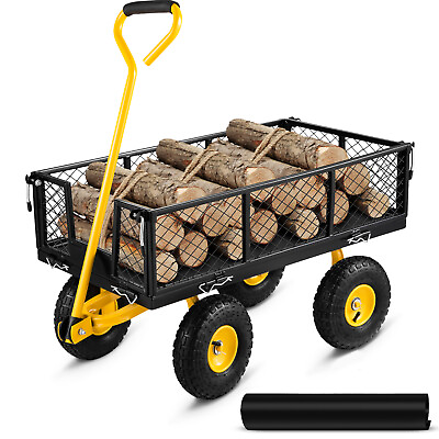 #ad VEVOR Garden Carts Heavy Duty Yard Dump Wagon Cart Steel Lawn Utility Cart 227kg