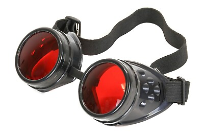 #ad Red Lens Victorian Steampunk Goggles Glasses Welding Cyber Punk Gothic Cosplay
