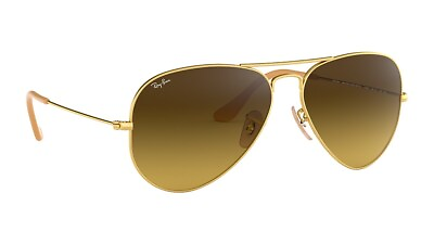 #ad Ray Ban Aviator Matte Gold Brown Gradient 58 mm Sunglasses RB3025 112 85 58 14