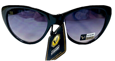 #ad VG Womens Black Plastic Purple Lens Fashion Cat Eye Sunglasses Style A