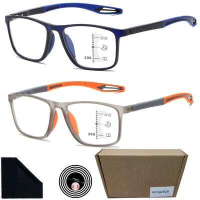 #ad Men TR90 Bifocal Progressive Reading Glasses Flexible Sport 1.5 2.0 2.5 3 3.5 4