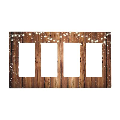 #ad Light Switch Cover Vintage Brown Wood Grain Rustic Plank 4 Gang Switch Plate ...
