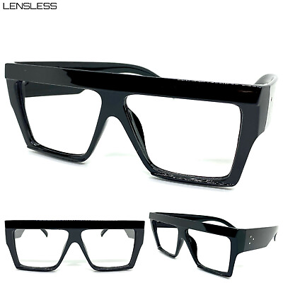 #ad Oversized RETRO Style Lensless Eye Glasses Super Thick Black Frame Only NO Lens
