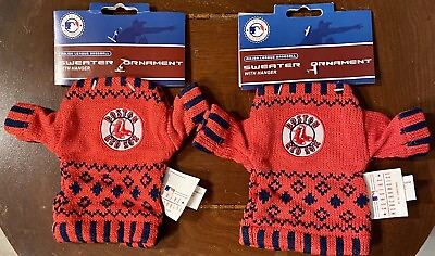 #ad 2 Boston Red Sox Sweater Ornaments MLB *Can Also Be Can Coozies New W Tags