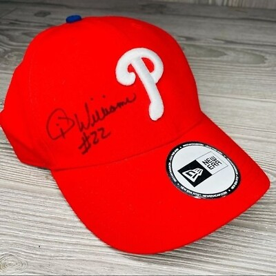 #ad New era Jimy Williams signed Philadelphia Phillies baseball cap baseball hat