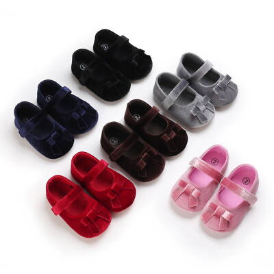 #ad Newborn Baby Girl Crib Shoes Infant Velvet Dress Shoe Child First Step Trainers