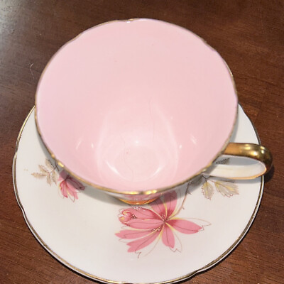 #ad Old Royal Fine Bone China England Pink White Gold Tea Cup And Saucer $42.49