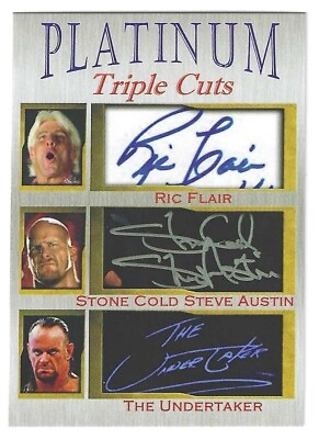 #ad Ric Flair Steve Austin Undertaker Platinum Cuts Facsimile Autograph Card