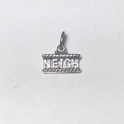#ad Vintage Neigh Horse Word 925 Sterling Silver 3D Pendant Charm Jewelry Equine