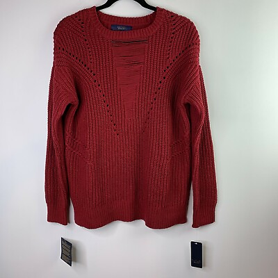 #ad Rachel Roy Womens Size Medium Maroon Red Long Sleeve Crew Neck Sweater NWT