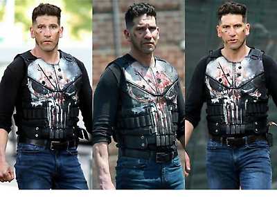 #ad Men#x27;s Punisher Season 2 Skull Frank Castle Motorcycle Black Leather Vest Costume