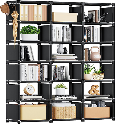 #ad Bookshelf 18 Cube Storage Organizer Extra Large Book Shelf Organizer Tall Boo