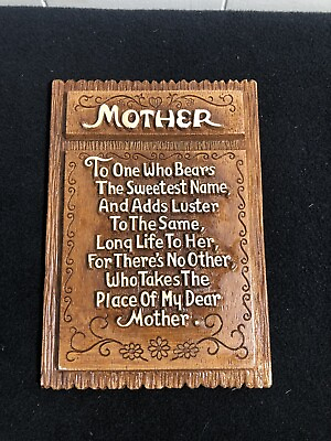 #ad Vintage Multi Products BROWN Wood Look Plastic MOTHER Wall Plaque 6 x 9