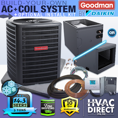 #ad 3 Ton Goodman 14.3 SEER2 Central Air Conditioner Condenser amp; Coil AC System
