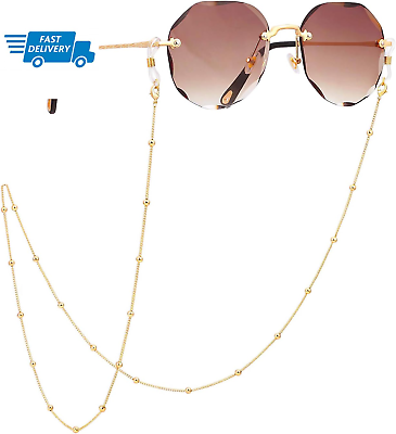 #ad 18K Gold Eyeglass Chain Sunglasses Strap Holder Reading Glasses Retainer Gold B