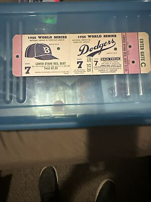 #ad 1956 Full World Series Ticket Dodgers Vs Yankees Jackie Robinsons Last Game