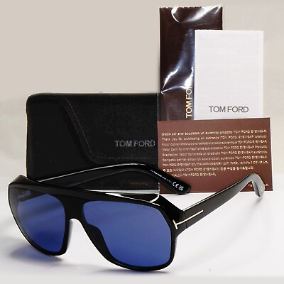 #ad Tom Ford Sunglasses Hawkings 02 Black Glossy Dark Blue FT0908 TF 908 01V 62mm
