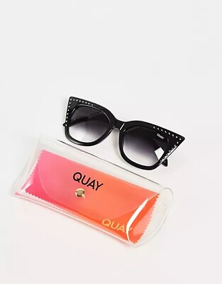 #ad NEW Quay x Saweetie Collab Harper Studded Sunglasses in Black Fade Coachella