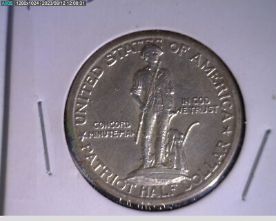 #ad 1925 lexington concord commemorative half dollar 3 417 9m3