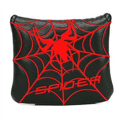 #ad US Shiping Black Red Spider Web Golf Sqaure Mallet Putter Headcover Magnet Cover $16.19
